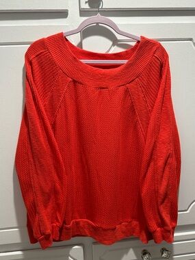 Umgee waffle knit boat neck long sleeve shirt